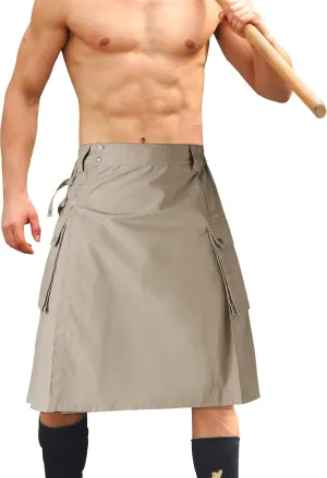 Men's Camo Scottish Outdoor Utility Kilt - 23" Length Pleated Tactical Irish Hybrid Kilt With Pockets